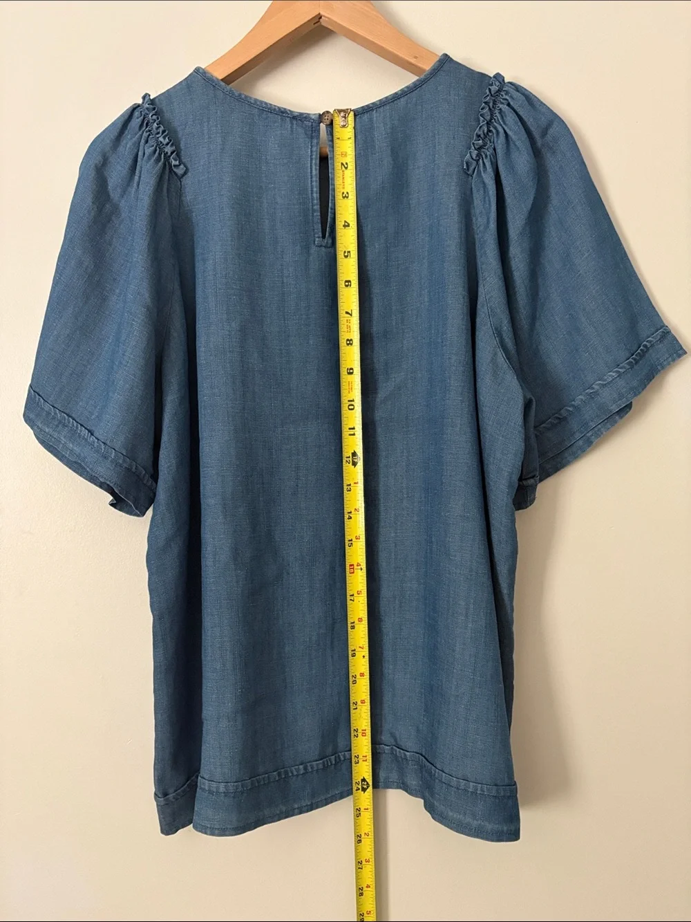 Lightweight Denim Style Blouse - Blue